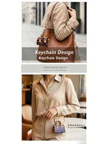 Women's Fashionable Mini Handbag, Multifunctional Daily Crossbody Bag, Affordable And Stylish Mini Bag For Casual And Date Use, New Mini Women's Bag, Pillow Bag, Cherry Series, Classic Pattern Crossbody Handbag, Versatile Bag, Compact Mini Daily Wallet, Multi-Purpose Small Shoulder Crossbody Bag, Stylish Minimalist Mini Handbag Gift - 櫻桃老花枕頭包-牛仔藍色 - 查看 4