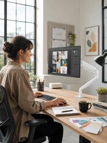 13-32 Inch Monitor Mount, Adjustable Gas Spring Arm With VESA Clamp And Perforated Base, Made Of High-Quality Steel, Supports 9kg, 180° Tilt And 360° Rotation, Space-Saving Single Monitor Mount For Home Office Workspace Exquisite Boy Gaming Accessory - View 4