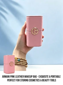 Giorgio Armani Armani Perfume Box, 10*6cm, Large Capacity Waterproof Portable, Durable Classic Design With Gold Logo, Cute Makeup Box Women's Gift, Suitable For Personal Use And Gifting - Pink - View 3