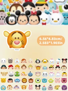 50pcs Koleksi Stiker Disney Tsum Tsum Kartun Lucu untuk Hiasan Pinggiran Gelas Air, Casing Ponsel, Koper, Dekorasi DIY, Bahan Perencana Pelajar, Stiker Perekat Diri, Hadiah Ulang Tahun - A - View 2