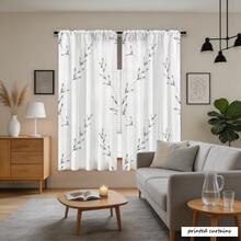 2pcs Watercolor Floral Art Style Digital Print Curtains, 100% Polyester Fabric, Rod Pocket Digital Print 2 Panels Curtains, No Lining, 90gsm, 180cm Wide, Suitable For Bedroom, Living Room, Dining Room, Bathroom, Outdoor And More - Multicolor - View 13