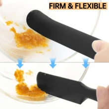 1/3件組 矽膠罐刮刀，纖細耐熱窄口刮刀組，適用於刮除小容器、攪拌機，適合花生醬、酸種麵包、果醬烘焙使用（黑色） - 查看 5