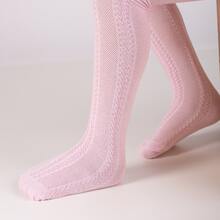 Textured Cotton Tights For Children And Babies, Sizes 0-6, Basic Colors. - Blanco y rosa trabajado - Ver 6