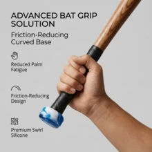 Gagang Tongkat Baseball Permukaan Melengkung yang Nyaman, Bantalan Pegangan Softball Silikon Setengah Lingkaran, Pelindung Telapak Tangan Anti Gesekan untuk Pegangan yang Lebih Baik - Blue and White - View 2