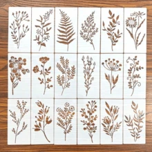 8pcs Random Style Floral Painting Stencils DIY Hand-Drawn Lace Graffiti Hollow Molds Plastic Material Reusable Suitable For Wood, Fabric, Paper Spray Paint Craft Supplies, Back To School Essential - Forest Wild Flowers - View 10