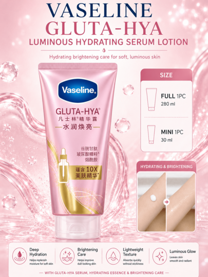 Vaseline 保濕亮白精華液 30/280ml，保濕亮白、提亮膚色、淡化暗沉斑點、易吸收，日常護膚必備