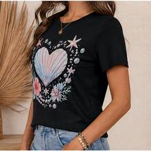 Camiseta casual de manga corta para hombre de  con estampado de ilustración de Stitch usando gafas de moda, adecuada para uso al aire libre, top de verano para hombre - Negro - Ver 2