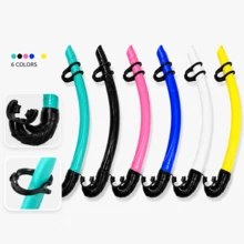 Single-Piece Wet Snorkel, Curved Vent Snorkel Tube With Comfortable Mouthpiece & Anti-Slip Clip, PVC Freediving Snorkel, 6 Colors, Mask Compatible, For Swimming Training, Beach & Underwater Use - Multicolor - View 3