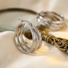 Pendientes de acero inoxidable de alta calidad resistentes a la decoloración, poste de oreja hipoalergénico 316L, elegantes pendientes de joyería para uso diario, festivales, vacaciones y fiestas - Plateado - Ver 2