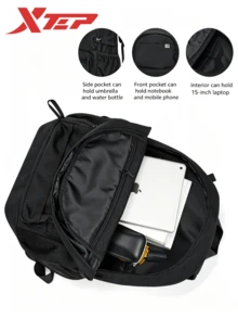 XTEP--Little Nest Backpack | Waterproof Cycling Backpack, Women's School Bag, Hiking & Climbing Bag, Men's Lightweight Commuter Backpack, Black - Black - View 2