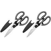 Tijeras multifuncionales de cocina para el hogar, gruesas, con cubierta protectora de acero inoxidable. Tijeras para huesos de pollo que pueden cortar pollo, pato, pescado, huesos y carne de mariscos, barbacoa casera y alimentos complementarios. - Blanco y Negro - Ver 13