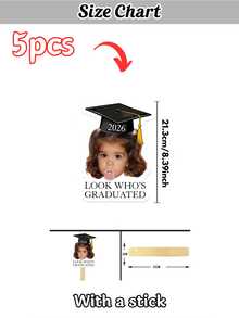1/5/10/20pcs Customized Face Graduation Photo Handheld Signs, 2026 Graduation Cap Design "Who Graduated" Photo Props, Graduation Ceremony/Graduation Party/Picnic Pool Party Decor, Personalized Graduation Gifts For High School And College Graduates - Multicolor 2 - View 11