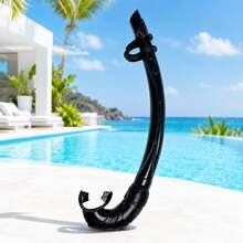 Single-Piece Wet Snorkel, Curved Vent Snorkel Tube With Comfortable Mouthpiece & Anti-Slip Clip, PVC Freediving Snorkel, 6 Colors, Mask Compatible, For Swimming Training, Beach & Underwater Use - Multicolor - View 4