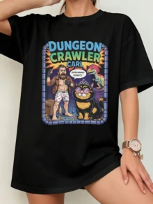 Black Unisex T-Shirt With Dungeon Crawler Carl Comic Design & "Goddammit Donut!!" Speech Bubble - Retro Gaming Fan Shirt - Black - View 11