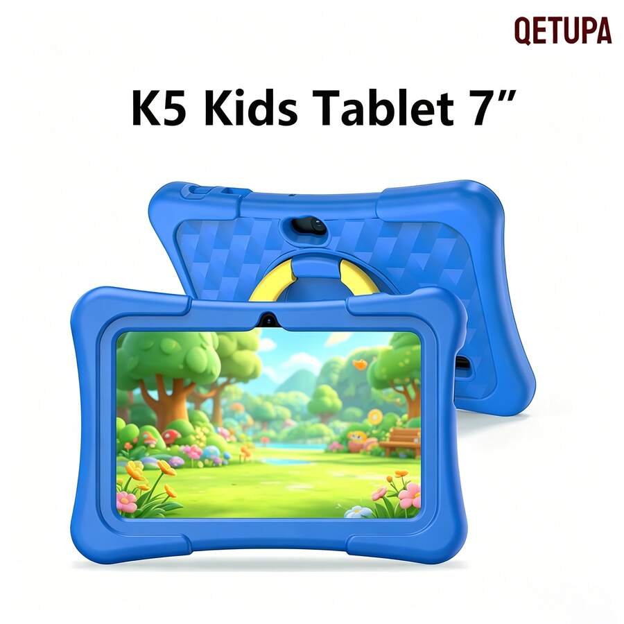 Qetupa Tableta para niños de 7 pulgadas, Android 13, 3GB RAM+64GB ROM, WiFi 2.4G, cámara dual 2MP+5MP, incluye control parental y software educativo, funda protectora a prueba de golpes - Azul - Ver 1