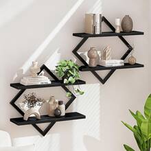 2 Tiers Floating Shelves For Wall, Wall Mounted Rustic Wood Shelves For Bathroom, Bedroom, Living Room, Kitchen, Hanging Shelf For Books/Storage/Room Decor (Brown ,15 In) - 查看 2