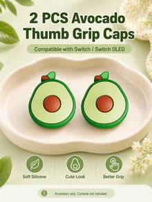 2pcs Avocado Shaped Thumb Grip Caps Compatible With Switch/OLED, Style Non-Slip Thumb Sleeves, Enhanced Grip, Game Console Controller Accessories, Console Not Included - Multicolor - View 1