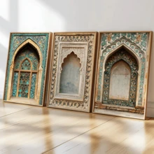 3pcs/Set Vintage Wall Art Posters, Islamic Style Wall Art, 3pcs Per Set | Mosque Arch | Islamic Architecture | Islamic Gifts | Middle Eastern/Moroccan/Andalusian Style Decor, Holiday Decor | Elegant Holiday Posters, With Or Without Frames, Room Decor, Home Decor, College Dorm Apartment Decor, Hotel, Home, Living Room, Bedroom And Office Wall Decor Gifts - Multicolor - View 5