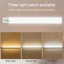 7.87/19.68in Motion Sensor LED Under Cabinet Light, USB Rechargeable, Dimmable, 3 Color Changing Magnetic Closet Light For Kitchen, Bedroom, Wardrobe, Book Shelf, Bedside Table,Mirror - Cabinet Lights - 查看 4