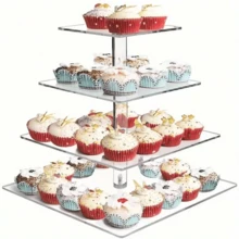 Cupcake Stand, Cupcake And Cake Combination, Tiered Cupcake Tree Tower, Clear Dessert Display Stand, Suitable For Dessert Table Wedding Birthday Party, Cake Stand For Display Table, Birthday Cake Stand, Cake Table Stand, Cake Display Stand - Clear - View 1