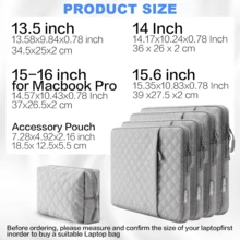 SENLASI 13-16 吋筆電保護套，相容 Macbook Air Pro 13 14 吋 M1 M2 M3、Air 38.1 公分 M2 M3 2023，適用於其他 13.5 14 15.6 16 吋筆記型電腦，可攜式筆電收納包，附滑順拉鍊與額外配件袋，灰色 - 查看 3
