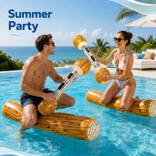 Giant Inflatable Battle Raft Pool Game - 4 Person Inflatable Floating Game, Family Pool Battle Floating Game, Pool Party, Beach, Summer Outdoor Sports - Water-based Wood Grain Percussion Stick - View 5