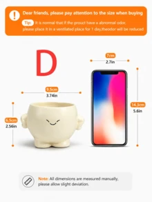 H Cute Smiling Face Mini Succulent Plant Pot, Small Indoor Flower Pot, Adorable Desktop Plant Pot, Suitable For Home And Office Decoration - A - View 11