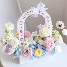 5 conjuntos de caixas de embalagem para bouquet de mão para o Dia da Mãe e Dia de São Valentim, sacos de cesto de flores vazados, caixas de embalagem de material DIY para bouquet feito à mão, sacos de transporte para embalagem de bouquet - multicolorido - Ver 7