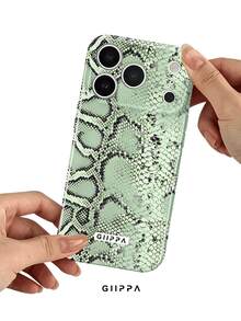 GIIPPA 1pc Light Green Python Pattern Design Phone Case, Compatible With Phone 17 Pro Max, 16 Pro Max, 15 Pro Max, 14 Pro Max, 11/12/13/14/15/16 Pro Max Plus, Korean Style High-End Fashionable And Fun Phone Case, Elegant Design Suitable For Men And Women, Perfect Gift For Girlfriend For Christmas, Valentine's Day, Easter, Wedding Season And Birthday! - Multicolor - View 3