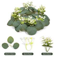 1/4 Candle Ring, Durable And Realistic Small Flower Wreath, Paired With Artificial Green Eucalyptus Leaves, Bohemian Style Small Flower Wreath, Suitable For Indoor Cylindrical Candle Holders, Suitable For Spring And Summer Weddings, Desktop Christmas Decoration - Olive Green - View 7