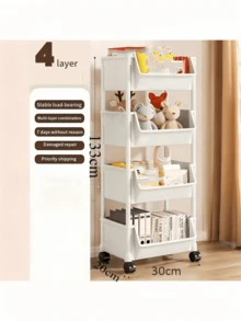 34/5-Tier Durable White Plastic Rolling Storage Cart With Wheels – Multi-Purpose Space-Saving Organizer For Kitchen, Office, And Home Use, Mobile Storage Solution | Spacesaving Design | Durable Plastic, Storage Racks - Beige - View 1