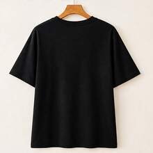 Playera mujer estampado tigre tropical, camiseta dama manga corta cuello redondo, blusa casual femenina con gráfico animal print moderno, moda 2026, top juvenil aesthetic para outfit urbano, ropa de mujer cómoda para verano, playera llamativa para regalo, look streetwear, fiesta, vacaciones, festival, camiseta de moda para chicas y señoras - Negro - Ver 5