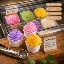 Large-Sized Simulated Paper Cup Ice Cream Model. Adopting Rigid PU Material, It Is High Temperature Resistant, Hard To Damage And Available For Long-Term Use. Suitable For Counter Display In Dessert Shops And Ice Cream Parlors, It Can Attract Customers And Effectively Increase Conversion Rate. - Paper Cup Ice Cream Ball Model - View 3