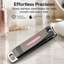 Fashion Grey Tone Nail Clipper, Sharp & Durable Nail Cutter, Portable Travel Manicure Tool - Dark Grey - View 5