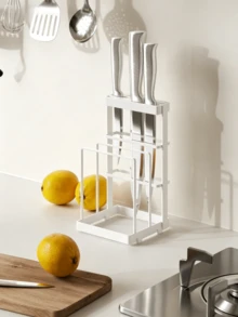 1pc Multifunctional Integrated Storage Rack For Knife Holder And Cutting Board, A Draining Rack For Kitchen Countertop Knives, Chopping Boards And Pot Lids. - Multicolor - View 2