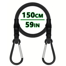 Elastic Bungee Cord With Carabiner, High-Quality Black Rubber Bungee Cord With Carabiner Clip Hook, For Outdoor Tent, Luggage Rack, Camping, Cargo, Bicycle, Transportation, Storage - Multicolor - View 16