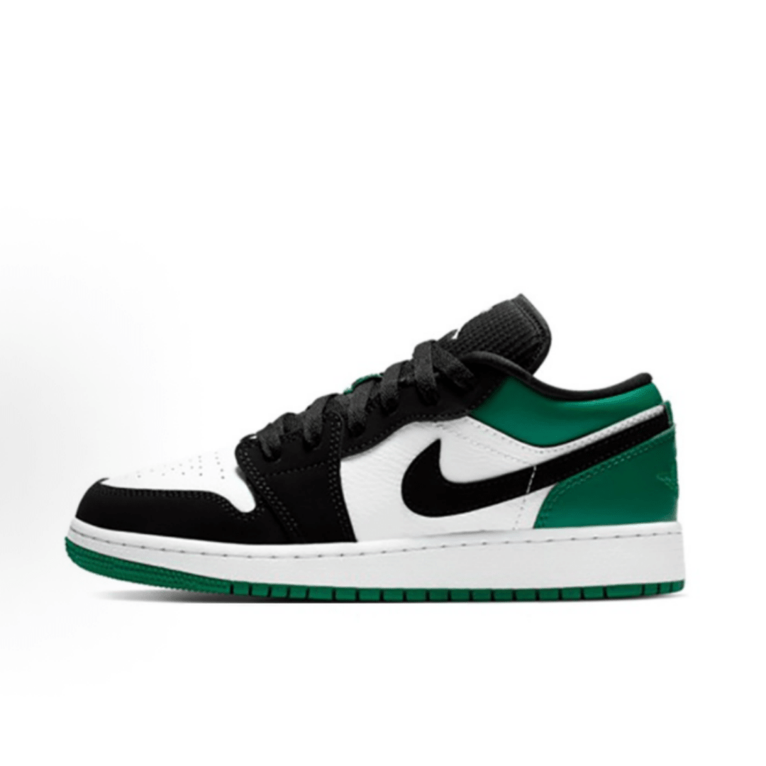 NIKE 新款 Air Jordan 1 Low AJ1 女款黑色綠色鞋頭低筒滑板鞋 553560-113 - 白綠色 - 查看 2