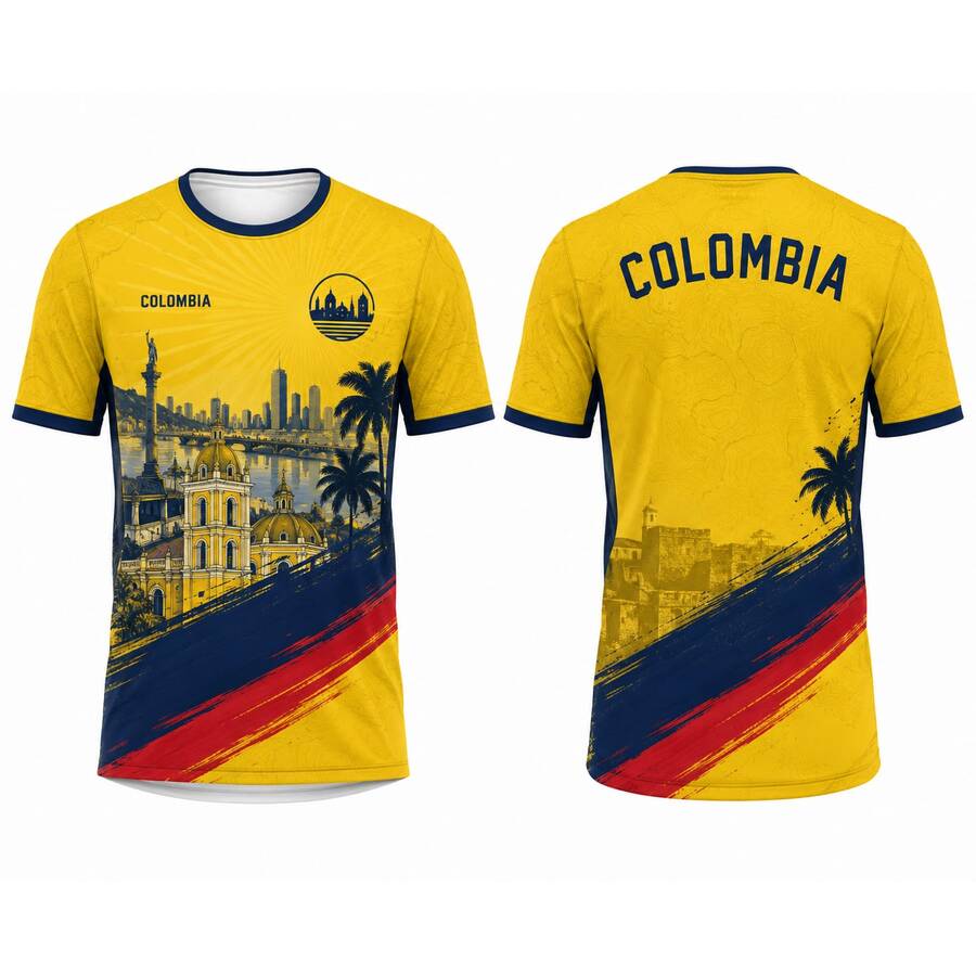 The Colombia Football Team's Clothing Fabric For The 2026 US Canada Mexico Football Match Is Lightweight, Breathable, And Comfortable To Wear, Making It An Indispensable Choice When Watching The Game. - 彩色 - 查看 1