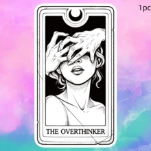 Tarot Card Covering Eyes, Dark Line Art Style, Subculture And Cool Vibe, Waterproof Vinyl Sticker - Durable Smooth Surface, Self-Adhesive Bumper Sticker, Suitable For Cars, Windows, Laptops, Trucks, Water Bottles - Multi-Functional Durable Design, Car Sticker - Vinyl - View 11