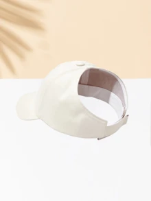 1pc White Two Hearts Baseball Cap Outdoor Sun Hat Baseball Cap Unisex Essential Item For Going Out - Beige - View 2