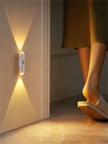 1 pieza/2pcs/4pcs Luz LED con Sensor de Movimiento, Luz LED con Sensor de Movimiento para Escalones, Luz LED de Pared de 3 Colores, Luz Nocturna de Doble Cabezal con Iluminación Ajustable de 3 Colores, Luces Magnéticas para Escalones para Entrada, Mesita de Noche, Escritorio, Armario (400mAh)(Colores de Botón, Distribuidos al Azar) - USB - Ver 11