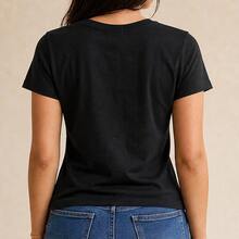 Playera para mujer estampada mariposa monarca estilo boho vintage, camiseta de dama manga corta cuello redondo, blusa casual femenina juvenil aesthetic para outfit diario, moda mexicana 2026, top cómodo para verano primavera, ropa de mujer con gráfico floral, playera bonita para regalo, look casual, streetwear, festival, vacaciones, talla chica mediana grande - Negro - Ver 3