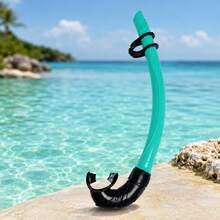 Single-Piece Wet Snorkel, Curved Vent Snorkel Tube With Comfortable Mouthpiece & Anti-Slip Clip, PVC Freediving Snorkel, 6 Colors, Mask Compatible, For Swimming Training, Beach & Underwater Use - Multicolor - View 15
