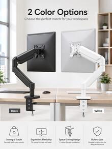 13-32 Inch Monitor Mount, Adjustable Gas Spring Arm With VESA Clamp And Perforated Base, Made Of High-Quality Steel, Supports 9kg, 180° Tilt And 360° Rotation, Space-Saving Single Monitor Mount For Home Office Workspace Exquisite Boy Gaming Accessory - View 2