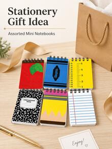 6pcs Multicolor Mini Top Spiral Notepad, Small Double-Line Pocket Notebook, Suitable For Back To School Supplies, Classroom Rewards, Teacher Desk Notes, Study Lists, Office Memo Writing, Stationery Gift Fillers And Desk Essentials - Six Mini Spiral Notebooks - View 7