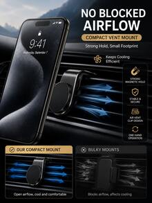 Magnetic Car Air Vent Phone Holder, Universal Auto Air Outlet Mount, Strong Suction Cell Phone Bracket For Vehicle Navigation - Multicolor - View 3