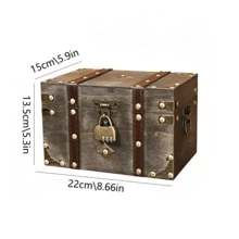 1pc European Retro Style Wooden Square Jewelry Box With Password Lock, Storage Organizer, Craftwork Container And Prop Box Sun Travel Cool Back To School, Room Decor - Dark Grey - View 10