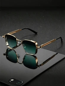 Vintage Steampunk Style Men's Metal Square Frame Fashion Glasses, Stylish And Exquisite, Lightweight And Portable - 黑色 - 查看 8