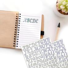 4/8 Letter Stickers Self-Adhesive Vinyl Alphanumeric Stickers Email Number Stickers, Classroom Decoration, Signs, Doors, Commercial Decoration Stickers - 8 Shimmering Silver Images - View 6