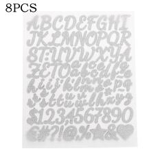4/8 Letter Stickers Self-Adhesive Vinyl Alphanumeric Stickers Email Number Stickers, Classroom Decoration, Signs, Doors, Commercial Decoration Stickers - 8 Shimmering Silver Images - View 12